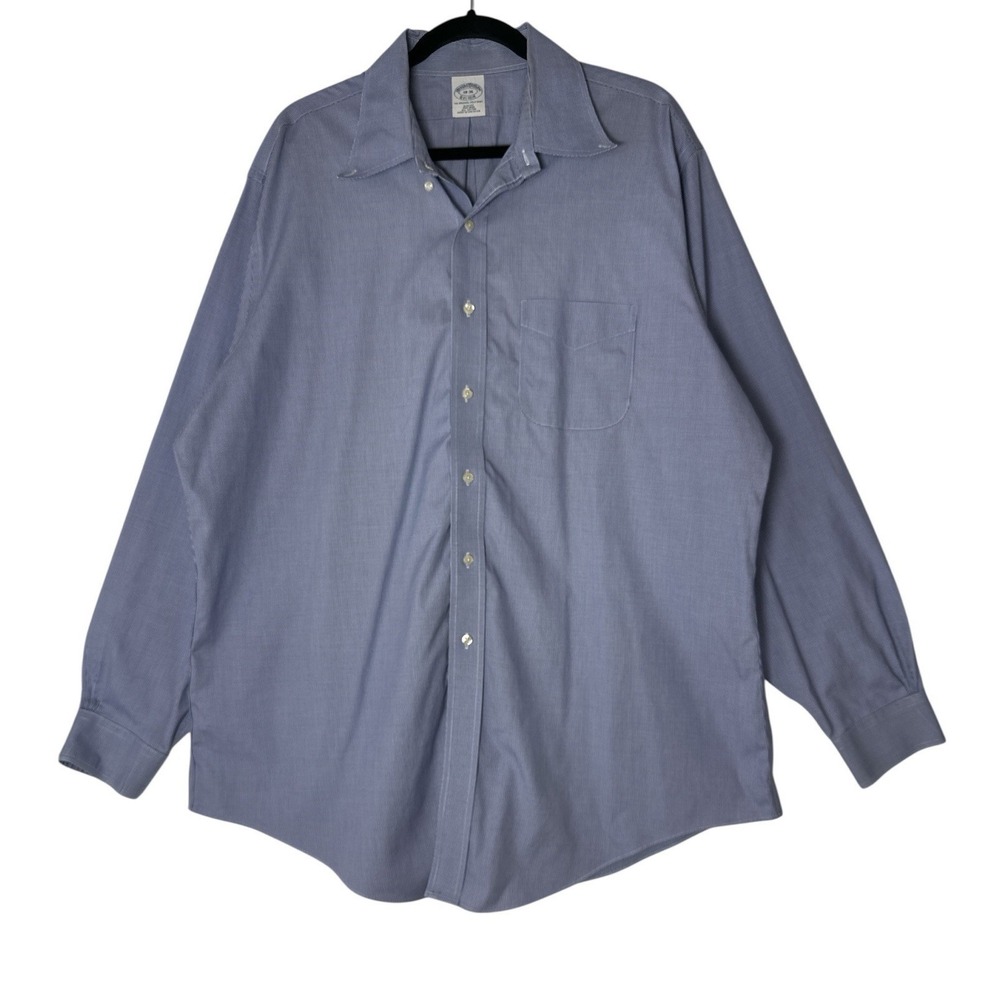 Brooks Brothers Men's Button Down Shirt 18-36 Blue Non Iron Supima Cotton Career